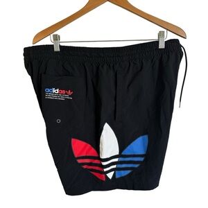 Adidas Mens 2XL Primegreen Black Adicolor Mesh Lined Swimwear Shorts Patriotic